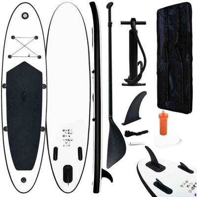 vidaXL Set Tavola Gonfiabile da SUP Nero e Bianco - Nero