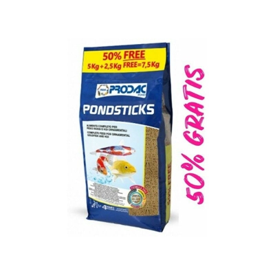 Mangime pesci laghetto pond sticks sacco 5 kg + 2,5 kg gratis - Prodac
