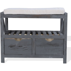 Rebecca Mobili Panca Panchina Scarpiera 2 cassetti grigio Vintage Retrò 43x65x34 características