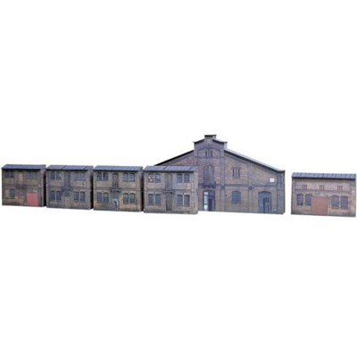 6 facciate industriali da costruire con cartone in rilievo Auhagen 42506 H0