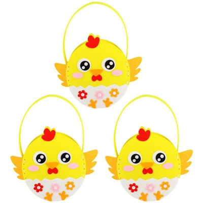 3pcs Easter Egg Cartoon Handbag Chick Handbag DIY Easter Tote Bag for Kids - Langray