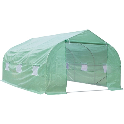 Serra da Giardino con Tetto Spiovente in PE e Tubi d'Acciaio Verde Scuro 4.5x3x2m