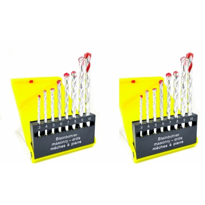 Lupexshop - 2 SET 8PZ PUNTA DA TRAPANO IN NICHEL CON LAME IN LEGA PER CEMENTO 3MM-10MM 04346