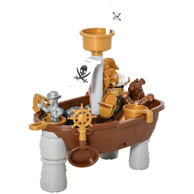 HOMCOM Nave dei Pirati Giocattolo per Bambini con 26 Accessori da Spiaggia