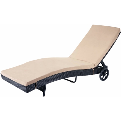 Lettino regolabile da esterno HWC-D80 polyrattan antracite con cuscino beige