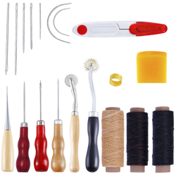 19Pcs Cuir Ciree Fil Craft Outil Bricolage Couture Accessoires En Cuir Aiguilles A Coudre A La Main Pour Cuir Tapis Toile Bricolage Couture características