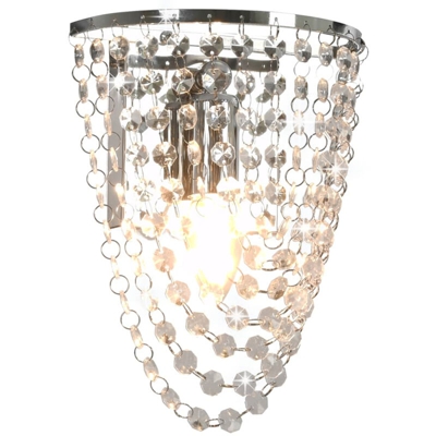 Lampada da Muro con Perle di Cristallo Argento Ovale E14