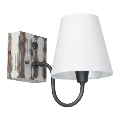 Homemania - Lampada a Parete Gru - Applique - Bianco in Metallo, Legno, Tessuto, 15 x 27,5 x 22 cm, 1 x E27, 60W