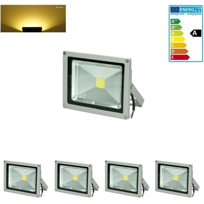 4 x 20 Watt Faretto Proiettore LED AC 220-240V 2585 Luce Bianco Caldo 2800K Luce Faro Faretto LED da Esterno IP65 Impermeabile risparmio energetico