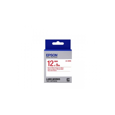 Epson Nastro fondo Standard Bianco per testo Rosso 12/9 LK-4WRN