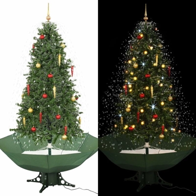 Albero di Natale con Neve e Base a Ombrellone Verde 190 cm - Verde - Youthup