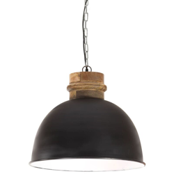 Lampada Soffitto Industriale 25 W Nero Rotonda Legno Mango 50cm - Nero - Youthup precio