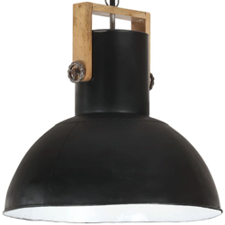 YOUTHUP Lampada Soffitto Industriale 25 W Nero Rotonda Legno Mango 52cm - Nero precio