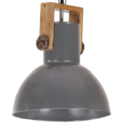YOUTHUP Lampada Soffitto Industriale 25 W Grigia Rotonda in Mango 32cm - Grigio
