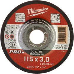 Milwaukee - DISCO DA TAGLIO PRO+ 115X3,0 MM CC42 PER CALCESTRUZZO E PIETRA NATURALE características