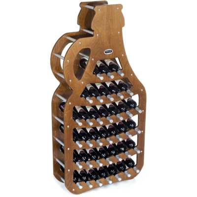 Cantinetta Portabottiglie in Legno Scaffale mobile per Bottiglie vino MADE IN ITALY mod. Fiasco Noce B.36 L75 x P25 x 150H