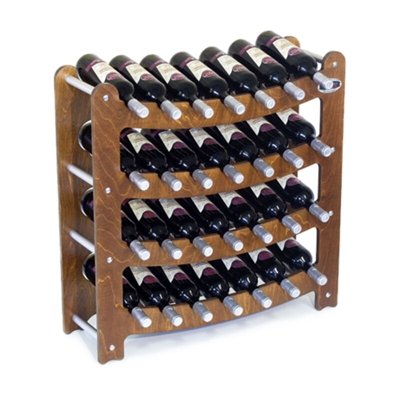 Cantinetta Portabottiglie in Legno Scaffale mobile per Bottiglie vino MADE IN ITALY mod. Syrah Noce B.28 L75 x P25 x 75H