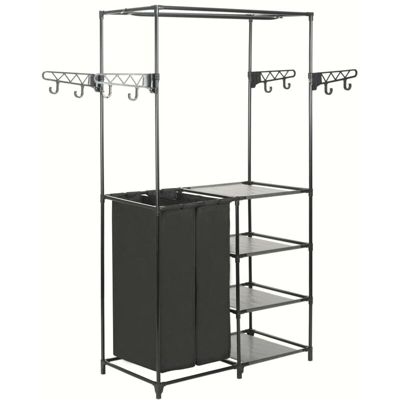 Porta Abiti Acciaio e Tessuto non Intrecciato 87x44x158 cm Nero - Nero - Youthup
