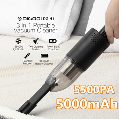 Drillpro - Digoo 5500Pa 5000mAh Aspirapolvere portatile a batteria con spazzola per torcia USB per auto da casa LAVENTE