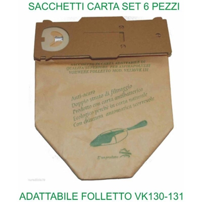 Sacchetti Carta 6 X Vk130/131 Compatibile