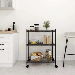 Scaffale a 3 Livelli con Ruote 60x35x81 cm Nero 150 kg - Nero - Vidaxl en oferta