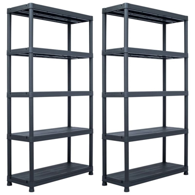 YOUTHUP Scaffali 2 pz Nero 250 kg 80x40x180 cm in Plastica - Nero