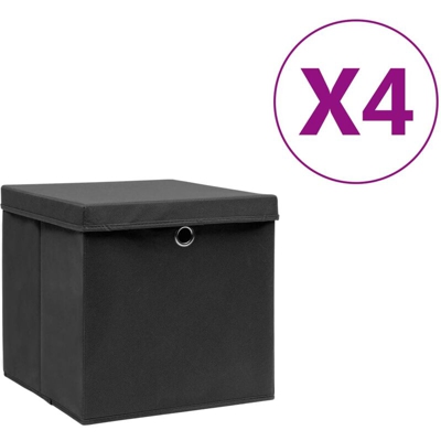 YOUTHUP Contenitori con Coperchio 4 pz 28x28x28 cm Nero - Nero