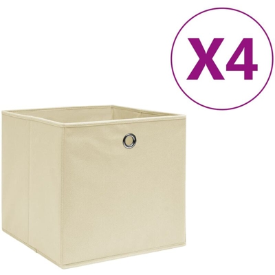 YOUTHUP Contenitori 4 pz in Tessuto non Tessuto 28x28x28 cm Crema - crema