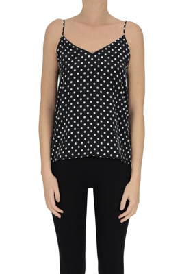 Polka dot print silk top