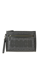 Designer logo print coated canvas pouch precio