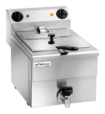 Friggitrice 10 litri 3500W con rubinetto cm 30x48x35 FR10S - Teknoline