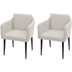 Set 2x sedie pranzo soggiorno Lounge HWC-H93 ~ tessuto avorio beige en oferta
