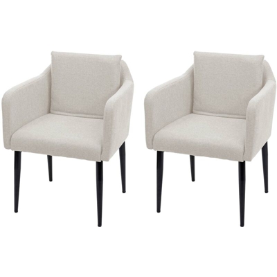 Set 2x sedie pranzo soggiorno Lounge HWC-H93 ~ tessuto avorio beige