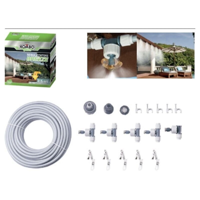 Kombo Garden - Nebulizzatore BREEZE per raffrescamento da esterno e da giardino , L=7,5mt.,
