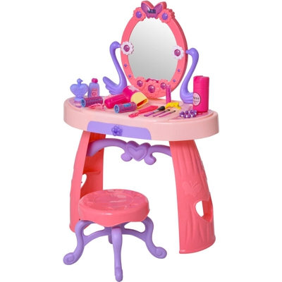 Postazione Trucco Giocattolo per Bambini 3+ Anni con Accessori Inclusi Rosa