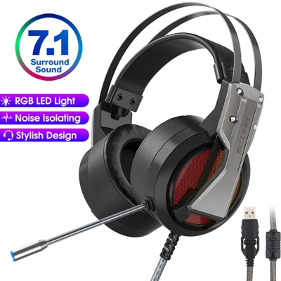 Cuffie da gioco Microfono da gioco Audio surround virtuale con LED RGB cablato 7.1
