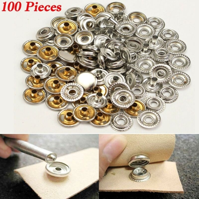 100X (25 kit) Chiodo per tenda in tela con chiusura a vite con bottone a pressione in acciaio inossidabile