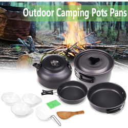9Pcs Outdoor Camping Escursionismo Antiaderente Picnic Pentole Ciotola Pentola Set Pan precio
