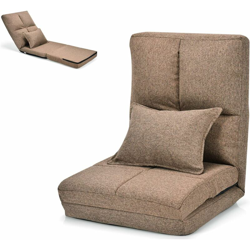 Sedia Pieghevole da Pavimento Portatile, Cuscino da Seduta Cuscino per la Schiena, Poltrona Relax (Caffe) precio