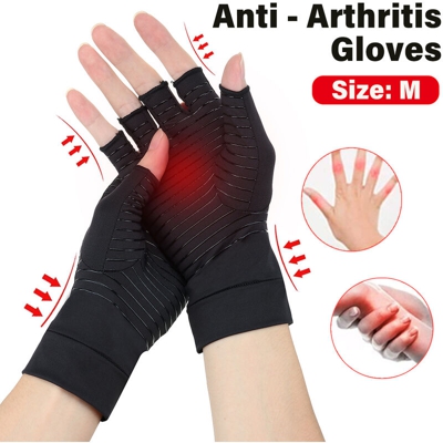 Guanti per artrite a compressione senza dita a mezze dita Supporto per il polso Antidolorifico alle articolazioni (misura tipo CM)