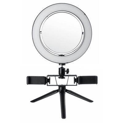 Specchio con luce ad anello a LED da 22 cm per trucco selfie di bellezza dal supporto per treppiede live di Youtube