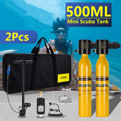 Respiratore 2X + Pompa d'aria ad alta pressione + Adattatore per immersione + Borsa + Sacca per respirazione + Due bottiglie di mini bombola di
