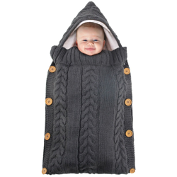 Inverno Autunno Sacco a pelo per bebè Bambini Toddler Sacco a pelo caldo Trapunta di lana lavorata a maglia spessa (grigio scuro) precio