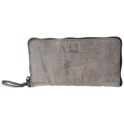 Portafoglio donna in pelle tinto in capo vissuto vintage zip around Ash Gray
