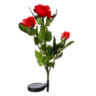 Drillpro - Solar Power 3 LED Rose Flower Lights Lampada da giardino per percorso da giardino IP65 (rosso, 1 confezione)
