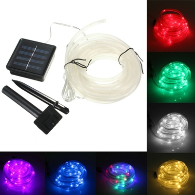 Drillpro - Striscia LED impermeabile per tubo a corda solare da 50 LED (multicolore, 7 m solare da 50 LED senza telecomando)