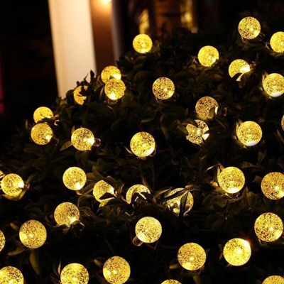 Drillpro - Festa di Natale da giardino ad energia solare 30 LED Fairy Crystal Ball Luci da esterno (bianco caldo, 6,5 m 30 palline solari)