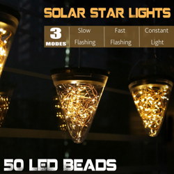 Drillpro - 50pcs perline LED luci solari a LED cono Jar Fairies Lights impermeabile Retro Solar Path Lights Lampadario solare Luci decorative da en oferta