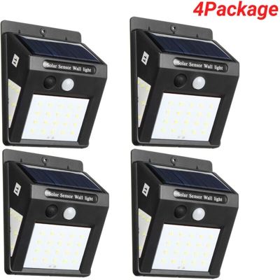 Drillpro - 4x Applique solare da esterno 30led 2835smd rilevatore di movimento impermeabile