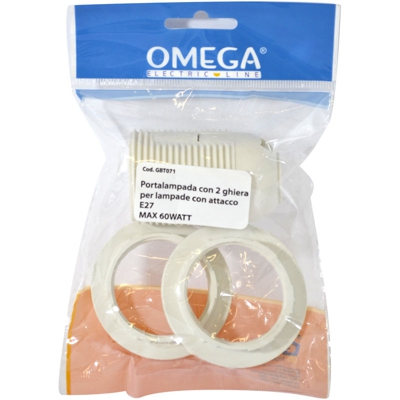 Omega - PORTALAMPADA E27 CON 2 GHIERE
